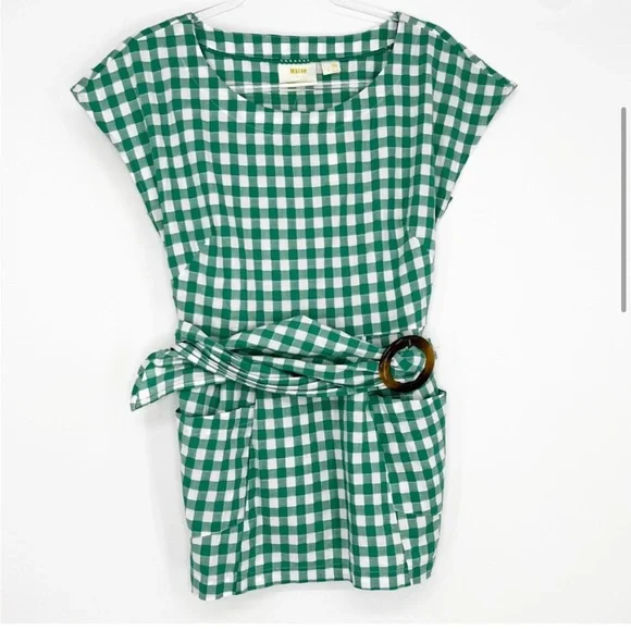 Anthropologie - Green Gingham Blouse - Size 6 - Picture 5 of 15